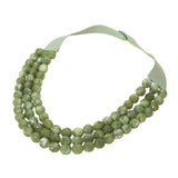 Chunky Acrylic Beaded Triple Layered Faux Leather Magnetic Necklace