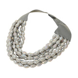 Women's Chunky Acrylic Teardrop Beaded Multi-Layer Faux Leather Statement Necklace