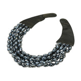 Women's Chunky Acrylic Teardrop Beaded Multi-Layer Faux Leather Statement Necklace
