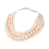 Women's Chunky Acrylic Teardrop Beaded Multi-Layer Faux Leather Statement Necklace