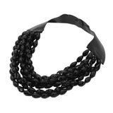 Women's Chunky Acrylic Teardrop Beaded Multi-Layer Faux Leather Statement Necklace
