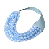 Women's Chunky Acrylic Teardrop Beaded Multi-Layer Faux Leather Statement Necklace