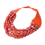 Women's Chunky Acrylic Teardrop Beaded Multi-Layer Faux Leather Statement Necklace