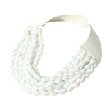 Women's Chunky Acrylic Teardrop Beaded Multi-Layer Faux Leather Statement Necklace