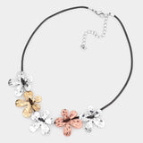 Metal Flower Cord Necklace