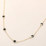 Delicate Stone Bezel Station Necklace