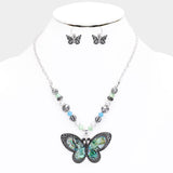 Abalone Butterfly Beaded Necklace