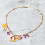 Gameday Animal Mascot Bow Star Heart Smile Face Bolt Charm Station Necklace