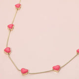 Enamel Heart Charm Station Necklace