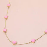 Enamel Heart Charm Station Necklace