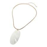Mother of Pearl Oval Shell Pendant Cord Necklace