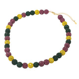 Mardi Gras Shamballa Ball Beaded Necklace