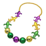 Bold Mardi Gras Fleur de Lis Bead Statement Necklace