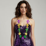 Bold Mardi Gras Fleur de Lis Bead Statement Necklace