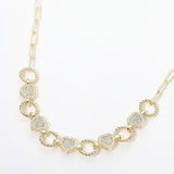 14K Gold Plated CZ Heart Link Paperclip Chain Necklace
