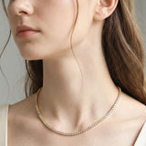18K Gold Dipped Princess Cut Tennis Chain Necklace