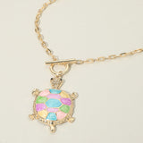 Women's Sea Turtle Pendant Toggle Statement Necklace