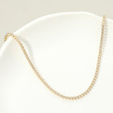 18K Gold Dipped Round Crystal Tennis Chain Necklace