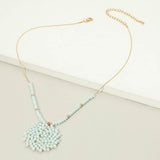 Round Beaded Pendant Statement Necklace