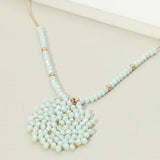 Round Beaded Pendant Statement Necklace
