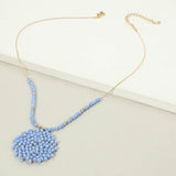 Round Beaded Pendant Statement Necklace