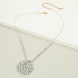 Round Beaded Pendant Statement Necklace