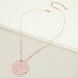 Round Beaded Pendant Statement Necklace