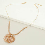 Round Beaded Pendant Statement Necklace