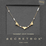 SECRET BOX_14K Gold Dipped Heart Pearl Accent Necklace