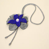 Women's Pearl Centered Bling Studded Flower Pointed Bolo Tie Statement Necklace