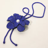Women's Pearl Centered Bling Studded Flower Pointed Bolo Tie Statement Necklace