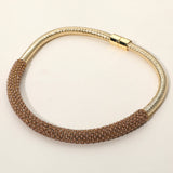 Bling Studded Metal Wire Wrapped Magnetic Necklace