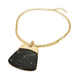 Bold Geometric Plate Pendant Accent Statement Necklace
