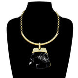 Bold Geometric Plate Pendant Accent Statement Necklace