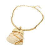Bold Geometric Plate Pendant Accent Statement Necklace