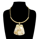 Bold Geometric Plate Pendant Accent Statement Necklace