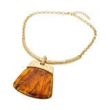 Bold Geometric Plate Pendant Accent Statement Necklace