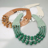 Layered Natural Stone Faceted Beaded Magnetic Collar Necklace