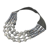 Layered Natural Stone Faceted Beaded Magnetic Collar Necklace