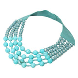 Layered Natural Stone Faceted Beaded Magnetic Collar Necklace