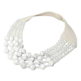 Layered Natural Stone Faceted Beaded Magnetic Collar Necklace