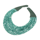 Marbled Ball Beaded Multi Layered Faux Leather Magnetic Necklace
