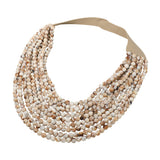 Marbled Ball Beaded Multi Layered Faux Leather Magnetic Necklace