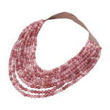 Marbled Ball Beaded Multi Layered Faux Leather Magnetic Necklace