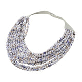 Marbled Ball Beaded Multi Layered Faux Leather Magnetic Necklace
