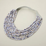 Marbled Ball Beaded Multi Layered Faux Leather Magnetic Necklace