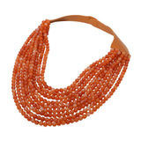 Marbled Ball Beaded Multi Layered Faux Leather Magnetic Necklace