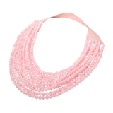 Marbled Ball Beaded Multi Layered Faux Leather Magnetic Necklace