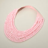 Marbled Ball Beaded Multi Layered Faux Leather Magnetic Necklace