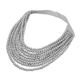 Marbled Ball Beaded Multi Layered Faux Leather Magnetic Necklace